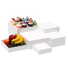 6 Pack Acrylic Display Boxes Cube Riser, Food Stands for Party Buffet, White ...