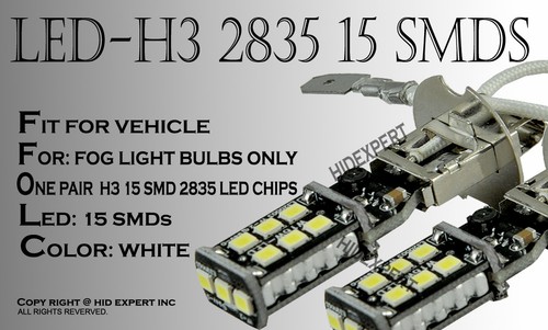 x2 H3 6000K Xenon Super White 15 SMDs LED Upgrade Fit Fog Light Bulbs Lamp B639 - Picture 2 of 7