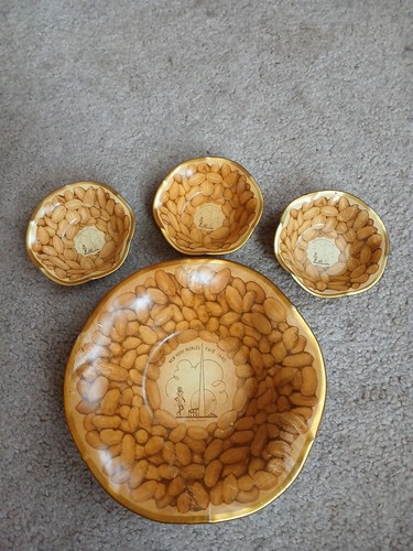 4er Set Vintage New York Weltausstellung 1940 Mr. Peanut Süßigkeitenschalen GC!