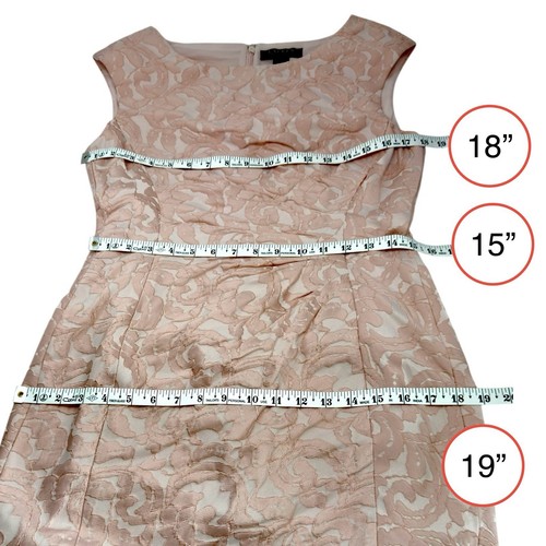 Ralph Lauren Ruched Sheath Dress 8 Pale Pink Jacquard Floral Romantic Event Glam - Picture 10 of 15