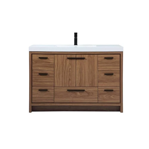 Elegant Decor Wyatt 48" Aluminum MDF Single Bathroom Vanity in Walnut Brown - Picture 3 of 8