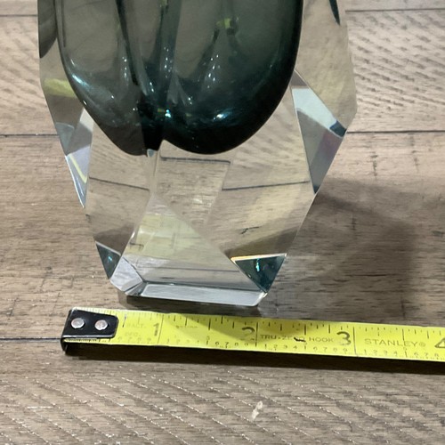 VASO VINTAGE 6,5" MANDRUZZATO MURANO GRIGIO FUMO PESANTE SFACCETTATO SOMMERSO ARTE VETRO - Foto 5 di 6