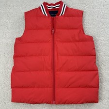 Janie And Jack Varsity Red Quilted Puffer Vest Boys Size 7-8 Preppy Full Zip 98