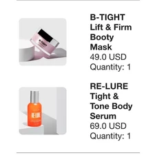 New Sealed in Box Maëlys Cosmetics B-TIGHT Booty Mask and RE-LURE Body Serum Set