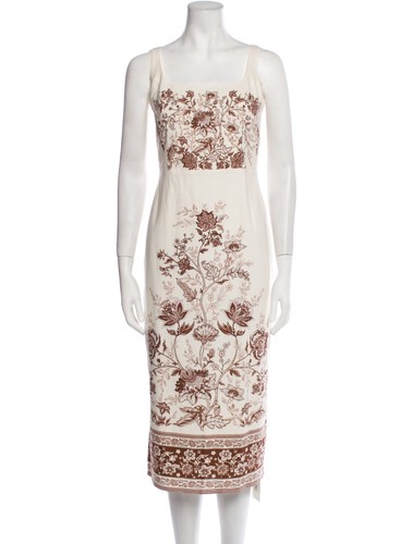 Christian Lacroix Linen Blend Shift Dress Floral Toile de Jouy M Boho Retro