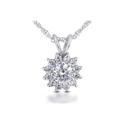 0,55ctw I SI1 runder Schliff natürliche zertifizierte Diamanten Weißgold Anhänger + Kette - Bild 1 von 3