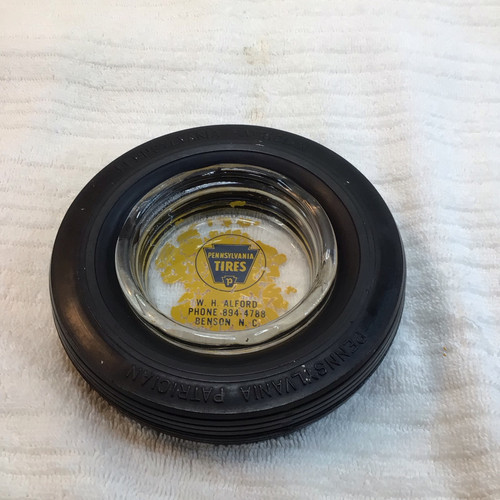 Vintage Pennsylvania Patrician Rubber Tire Glass Insert Ashtray Benson, N.C. - Picture 4 of 6