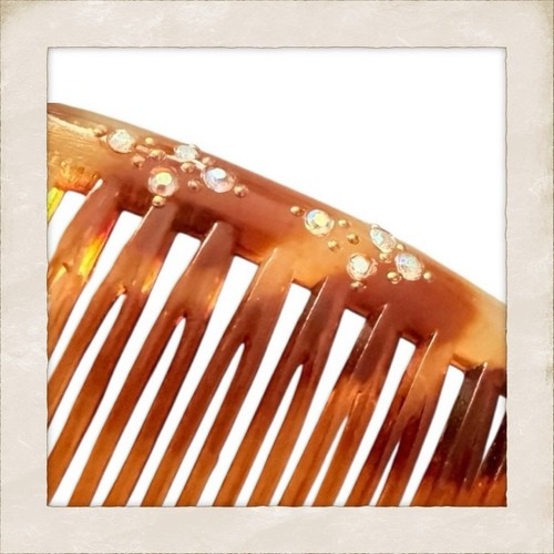 1950’s Vintage Tortoiseshell French Hair Comb w/ Rhinestones, Deadstock - Bild 5 von 5