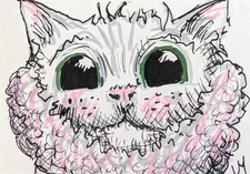 ACEO Cat Painting Original Kitten Faces Contemporary Folk Art By Josh Merritt