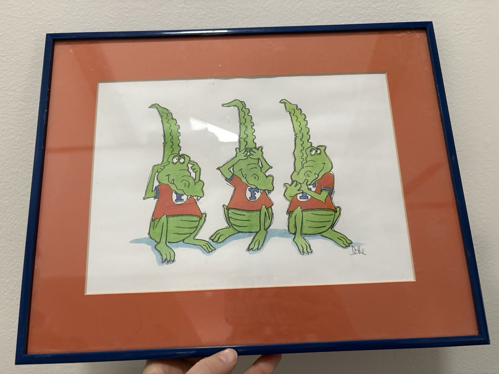 FLORIDA GATOR FSU CARTOON ART BY W. PARRY DOLLE Hear See No Evil Framed 11x14”
