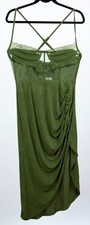 Cider Womens Green Lace Trim Sleeveless Ruched Slit Midi Dress Size XL NWT