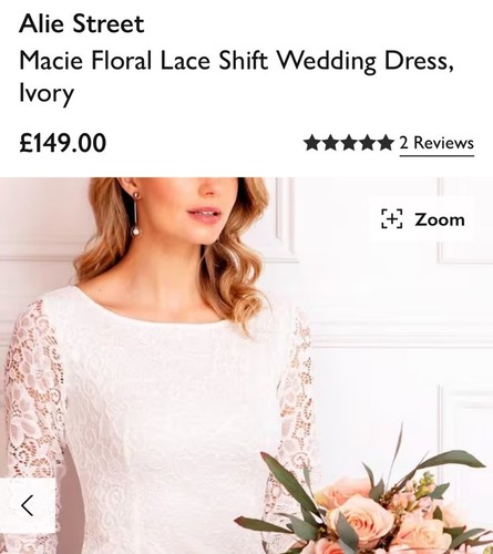 “NEW” Alie Street Maddie Ivory Shift Lace Wedding Dress 12/14 RRP £149 - Picture 8 of 8