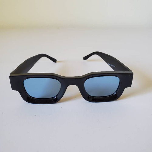 Polarized Sunglasses Unisex Chunky Black Frames Blue Lens Gleyemor 47-19-142 New - Picture 17 of 24