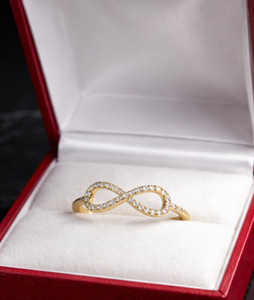 14k Solid Yellow Gold Ladies infinity Natural Diamond Ring 0.26 ct  Figure 8