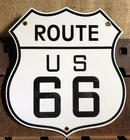VINTAGE US U.S. ROUTE 66 ROAD 13” HIGHWAY PORCELAIN SIGN CA MO AZ KS