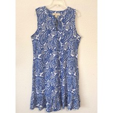 Michael Kors Dress Women's Medium Blue White Paisley Sleeveless Casual