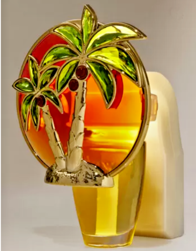 3x Bath & Body Works Wallflower Plug In Light Up Palm Tree Golden Sunset Coconut