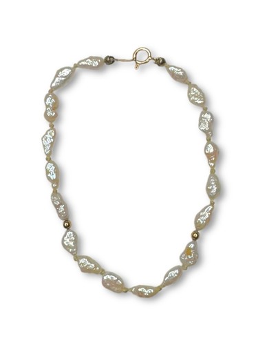 Vintage 14K Yellow Gold Genuine Rice Pearl Bracelet 6.5" Hand Knotted - Picture 4 of 9
