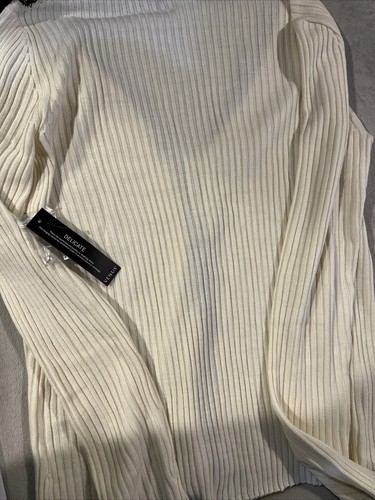 Women’s Cardigan Size L Ivory With Black Lace Accent And Pearl Accent Buttons - Picture 8 of 8
