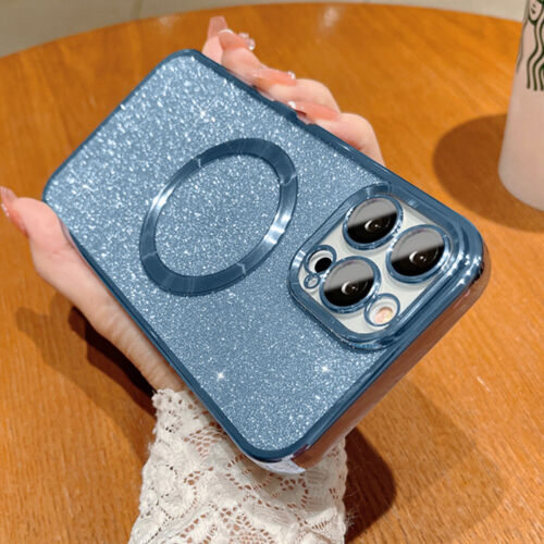 Bling Glitter Case For iPhone 16 15 14 13 Pro Max Mag Safe Magnetic Plating Slim - Picture 32 of 36