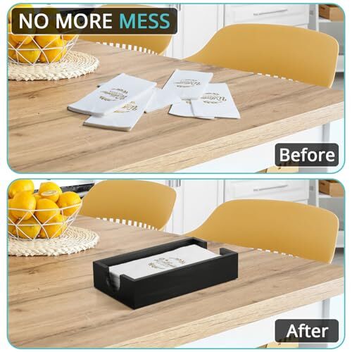 Napkin Holder for Bathroom, Wooden Guest Towel 9.5 x 5.5 x 2 inches Black - Bild 4 von 7