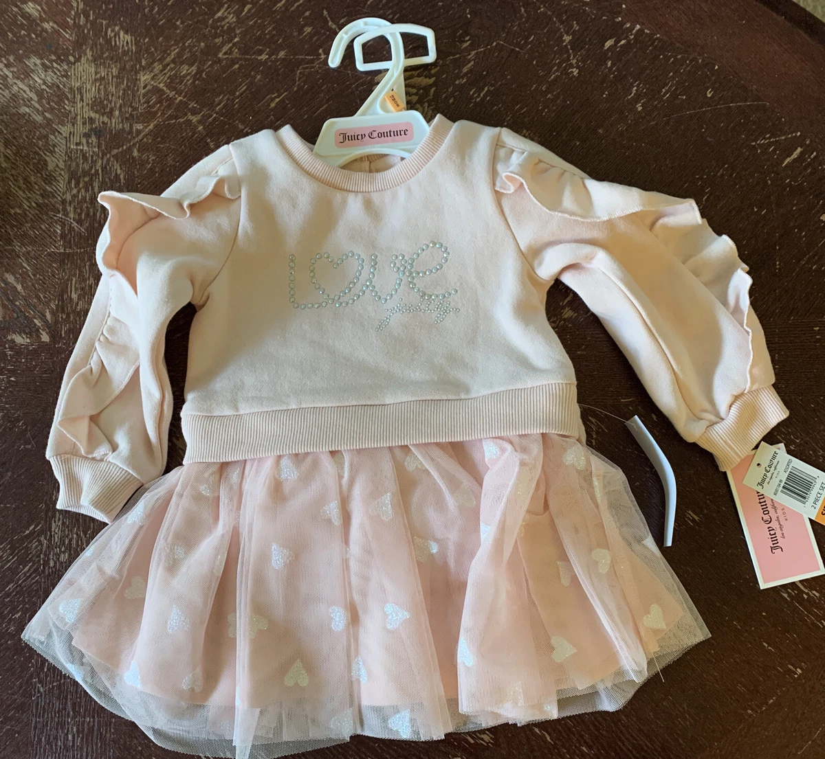 Juicy Couture Kids Girls Dress Pink and Silver 2 Piece Size 12M NWT