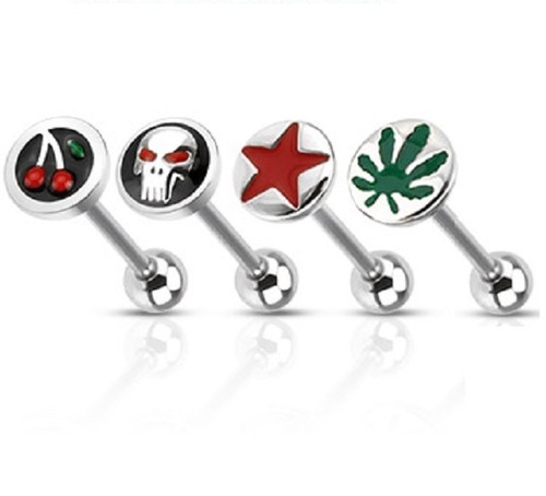 Great Selection of 316L Steel 3D Tongue Bars Tounge Piercing Stud CHOOSE DESIGN - Picture 24 of 63