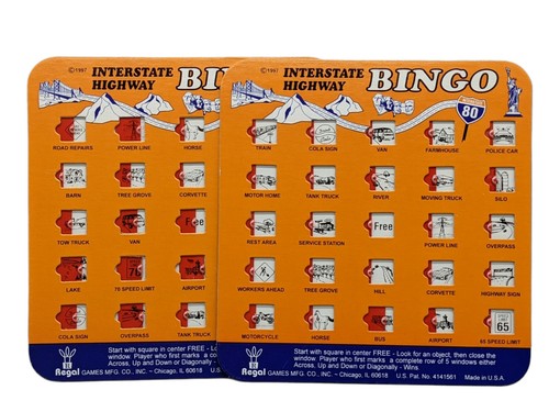 Vtg. 1997 Regal Games Interstate Highway Bingo Set Of 4 Orange Cards Free Ship. - Picture 1 of 7