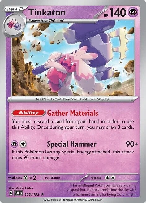 Pokemon -  Tinkaton - 105/193 -  Holo Rare - Paldea Evolved - NM/M