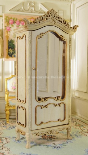 Armario en miniatura sin pintar a escala 1:12 con espejo - Almacenamiento en casa de muñecas - Imagen 1 de 4