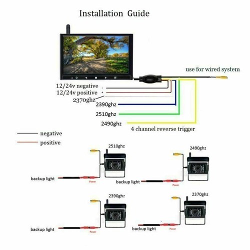 9" Monitor+4X Wireless HD Rear View Backup Cameras For RV Truck Bus Trailer kit - Picture 9 of 9
