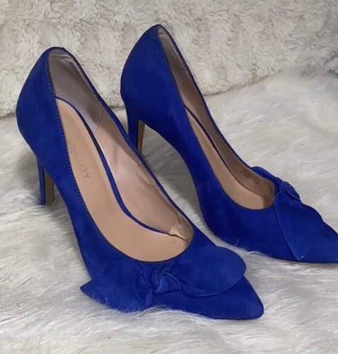 Sole society Elisa suede blue bow pumps heel womens 6.5 work shoes - Picture 3 of 5