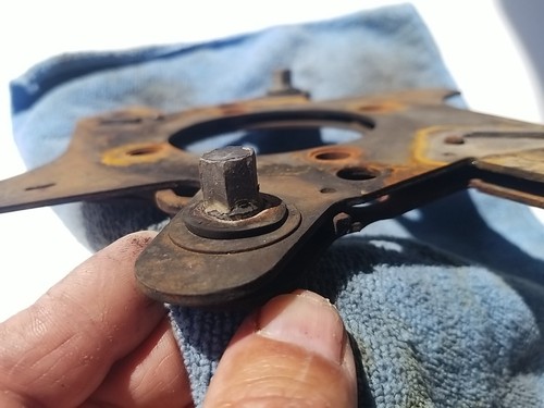 1957 1958 PLYMOUTH DODGE RIGHT FRONT 11 INCH BRAKE SHOE SUPPORT ADJUSTMENT PLATE - Picture 4 of 6