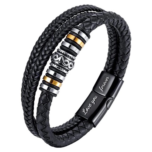 To My Son Love You Forever Leather Braided Bracelet Wristband + Gift Card Mens - Picture 15 of 24