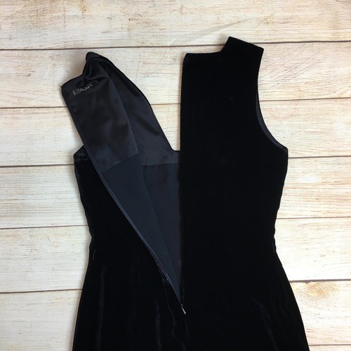 Tahari Sleeveless Black Velvet Sheath Dress Rayon Silk Womens Sz 2 - Picture 8 of 9