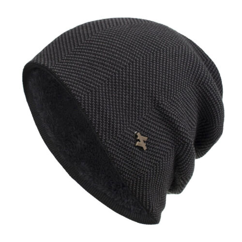 Thick Knitted Wool Hat Winter Warm Cap Men Women Beanie Fleece Ski Skating Cap - Picture 13 of 17