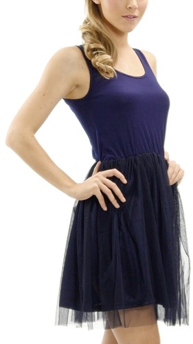 Ribbed Knit Tank Top Full Slip with Tulle Skirt Bottom - Picture 18 of 18