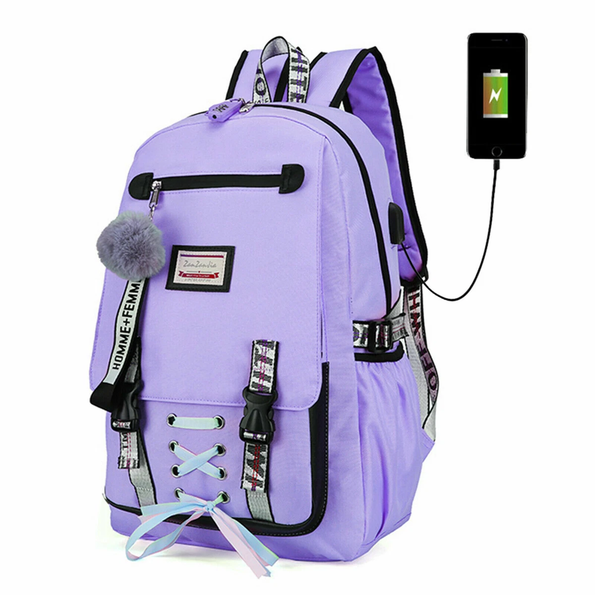 Backpack School Laptop Bag Travel Camping Hiking Rucksack Office Backpack  Purple | eBay