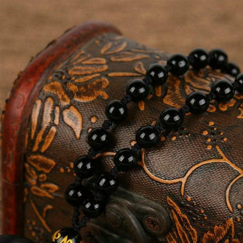 Black Obsidian Stone Cross Necklace Jewelry For Men Amulet L0Z1 Womens D3Q9 - Picture 5 of 9