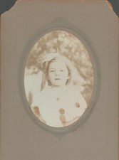 Vintage 1890's Cabinet Card Portrait Cute Child in the Park Dress  Hat