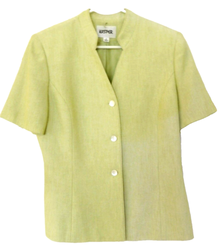 Kasper 3 pc Lined Skirt Suit Set with Silk Scarf-10, pastel green - Picture 5 of 24