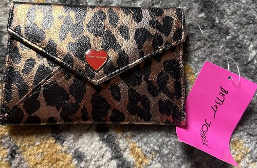 Betsey Johnson Klapp Geldbörse Animal Print Gold Schwarz Geldkarten Damen - Bild 2 von 6