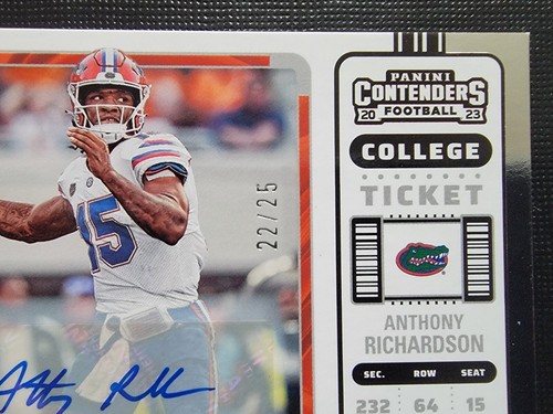 Anthony Richardson 2023 Panini Contenders Rookie College Ticket Autograph 22/25 - Picture 3 of 10