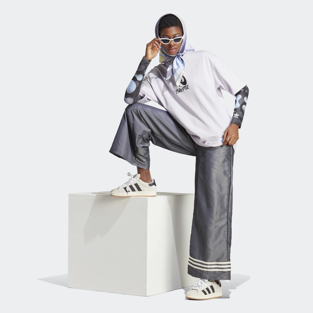 New Adidas Original Womens WIDE LEG PANTS IC5442 ASIAN FIT BLACK