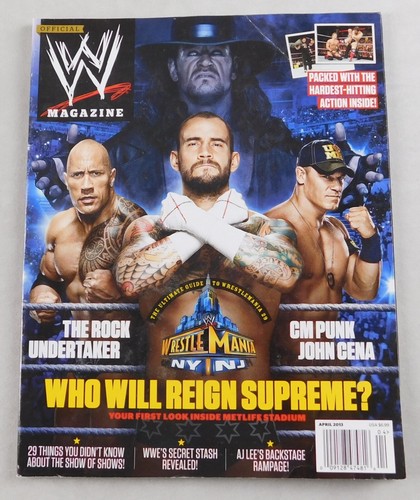CM Punk The Rock Cena April 2013 WWE Wrestling Magazine Wrestler WrestleMania - Picture 2 of 7