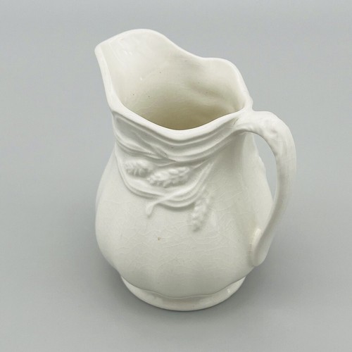 Vintage White Ironstone Creamer Royal Crownford Wheat Arthur Wood Crazed Patina - Picture 6 of 14