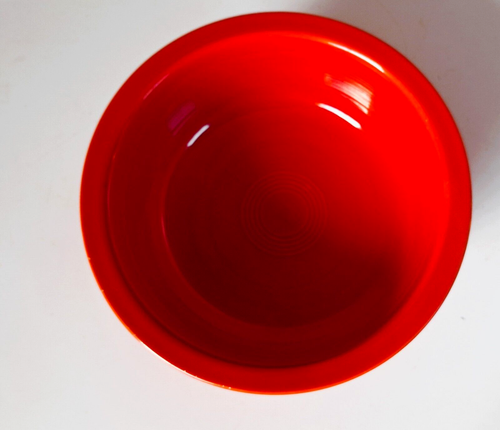 Vintage Fiesta Red 9 1/4 Inch Serving Bowl Glazed Bottom Marked in mold. - Picture 3 of 7