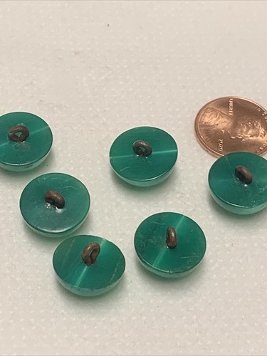 6 Bakelite Buttons blue green teal half ball Shape  - Picture 4 of 6