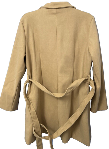 Abrigo para mujer Jasambac camel doble botonadura con cinturón, 2XL - Elegancia atemporal - Imagen 5 de 12