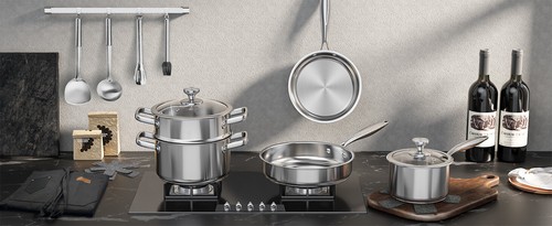 Stainless Steel Cookware Set - 16Pcs Pots and Pans Set with Glass Lids Utensils - Picture 8 of 10